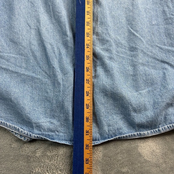Cherokee Men's Denim Shirt Blue Size XL Collared Long Sleeve Cotton Thrashed VTG - Picture 13 of 16